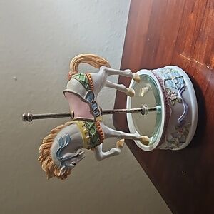 Vintage wind up musical horse with mirror